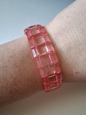 Pink Transparent Block-Link Stretch Bracelet - Women